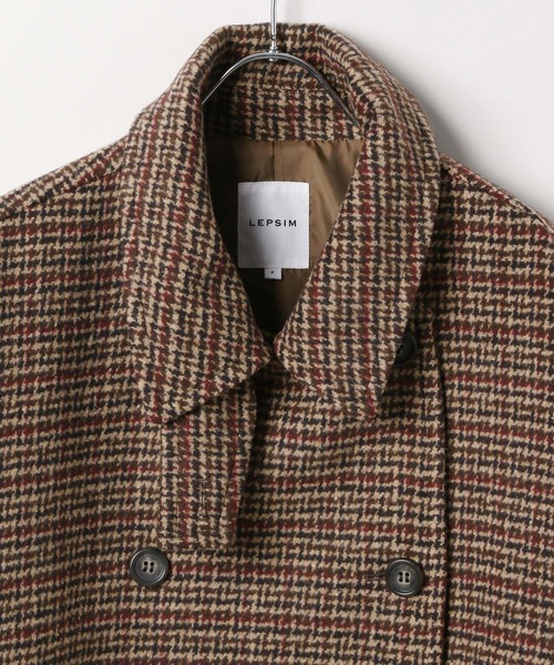 ウーリーダブルミドルチェックコート 582156（その他アウター