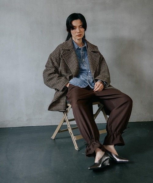 ウーリーダブルミドルチェックコート　レプシム　LEPSIM 新品未使用 ウーリーダブルミドルチェックコート 582156（その他アウター