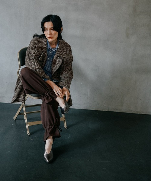 ウーリーダブルミドルチェックコート 582156（その他アウター