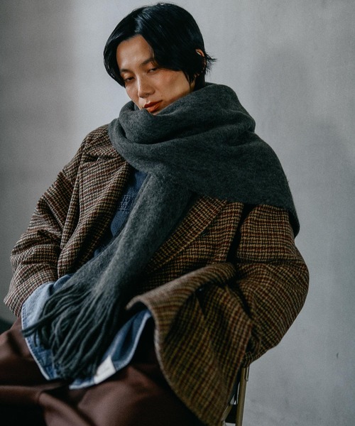 ウーリーダブルミドルチェックコート 582156（その他アウター