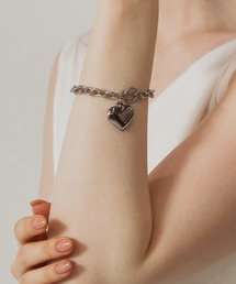 レディースのブレスレット（ブラック/黒色系・ハートモチーフ