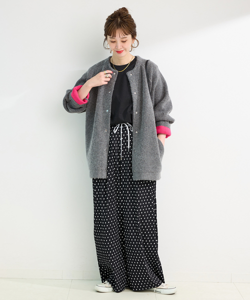 残り7日apartment threeカーディガン　グレー2 Perfect Suit FActory カーディガン バイカラー ニット