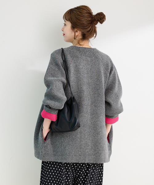 2層スムース編みロングカーディガン（カーディガン/ボレロ）｜B.C