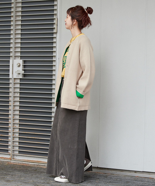 セール】2層スムース編みロングカーディガン（カーディガン/ボレロ