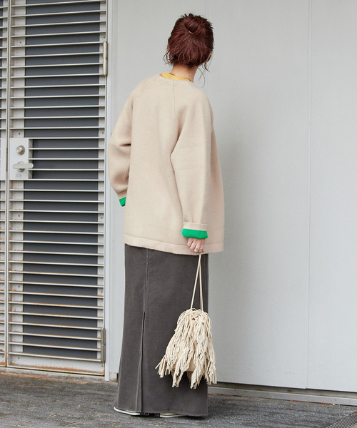 セール】2層スムース編みロングカーディガン（カーディガン/ボレロ