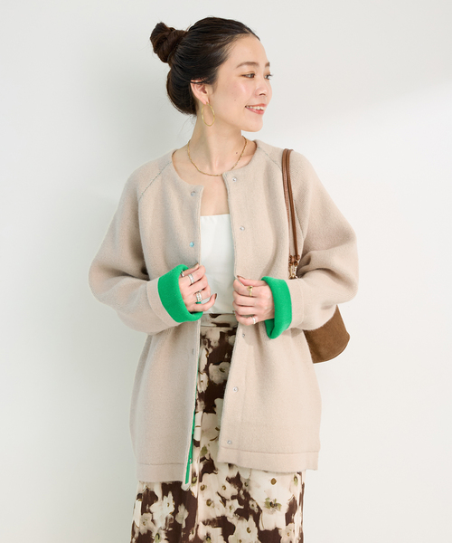 2層スムース編みロングカーディガン（カーディガン/ボレロ）｜B.C