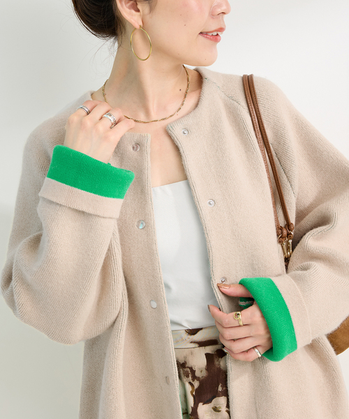 2層スムース編みロングカーディガン（カーディガン/ボレロ）｜B.C