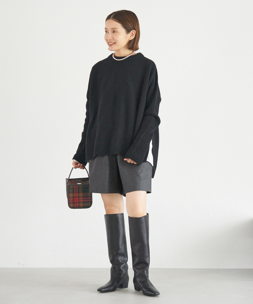 IENA ウォッシャブルウールショートパンツ ブラック 追加3》ウォッシャブルウールショートパンツ（その他パンツ）｜IENA