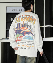【neos】ルーズシルエット FAST＆FURIOUS WILD SPEED ワイルドスピード ピグメント風 プリント ロングスリーブ Tシャツ