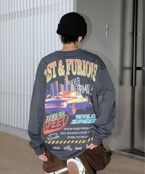 neos（ネオス）の「【neos】ルーズシルエット FAST＆FURIOUS WILD SPEED ワイルドスピード ピグメント風 プリント ロングスリーブ Tシャツ（Tシャツ/カットソー・メンズ・ホワイト系1/ホワイト系2/ブラック系2/ブラック系1・X-LARGE/LARGE/MEDIUM）」の8枚目の写真