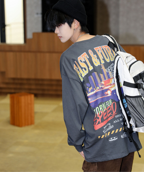 neos（ネオス）の「【neos】ルーズシルエット FAST＆FURIOUS WILD SPEED ワイルドスピード ピグメント風 プリント ロングスリーブ Tシャツ（Tシャツ/カットソー・メンズ・ホワイト系1/ホワイト系2/ブラック系2/ブラック系1・X-LARGE/LARGE/MEDIUM）」の10枚目の写真