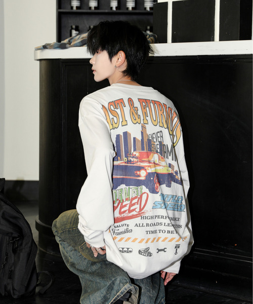 neos（ネオス）の「【neos】ルーズシルエット FAST＆FURIOUS WILD SPEED ワイルドスピード ピグメント風 プリント ロングスリーブ Tシャツ（Tシャツ/カットソー・メンズ・ホワイト系1/ホワイト系2/ブラック系2/ブラック系1・X-LARGE/LARGE/MEDIUM）」の14枚目の写真