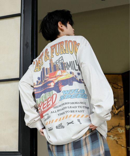 neos（ネオス）の「【neos】ルーズシルエット FAST＆FURIOUS WILD SPEED ワイルドスピード ピグメント風 プリント ロングスリーブ Tシャツ（Tシャツ/カットソー・メンズ・ホワイト系1/ホワイト系2/ブラック系2/ブラック系1・X-LARGE/LARGE/MEDIUM）」の16枚目の写真
