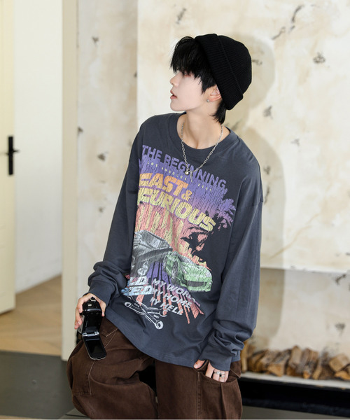 neos（ネオス）の「【neos】ルーズシルエット FAST＆FURIOUS WILD SPEED ワイルドスピード ピグメント風 プリント ロングスリーブ Tシャツ（Tシャツ/カットソー・メンズ・ホワイト系1/ホワイト系2/ブラック系2/ブラック系1・X-LARGE/LARGE/MEDIUM）」の21枚目の写真