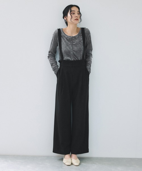 VIS(ビス)の「サスペンダー付き2WAYワイドパンツ(その他パンツ・レディース・ブラック/ベージュ系その他・S/M)」の10枚目の写真