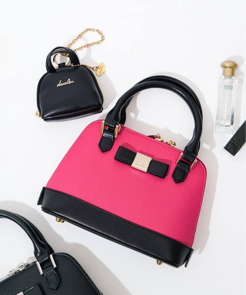 dazzlin（ダズリン）の「【dazzlin / ダズリン】 バレッタリボン エコバッグ入バッグチャーム付き ミニハンドバッグ（ハンドバッグ・レディース・ブラック/グレー/ダークブラウン/ブラック×ホワイト/ピンク/ミント/ベージュ・FREE）」の7枚目の写真