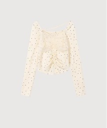 LA POMME petit（ラポミ・プチ）の「Mesh Ribbon Dots Top（Tシャツ/カットソー）」