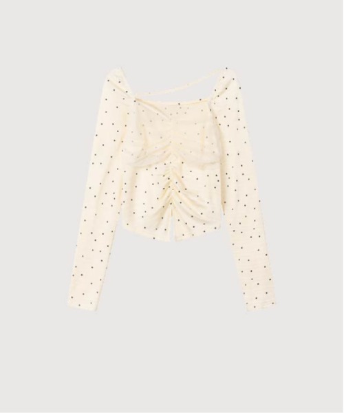 LA POMME petit(ラポミ・プチ)の「Mesh Ribbon Dots Top(Tシャツ/カットソー・レディース・ブラック/アイボリー・FREE)」の1枚目の写真