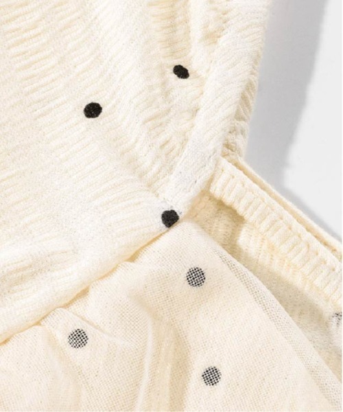 LA POMME petit(ラポミ・プチ)の「Mesh Ribbon Dots Top(Tシャツ/カットソー・レディース・ブラック/アイボリー・FREE)」の4枚目の写真