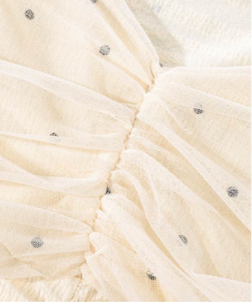 LA POMME petit(ラポミ・プチ)の「Mesh Ribbon Dots Top(Tシャツ/カットソー・レディース・ブラック/アイボリー・FREE)」の6枚目の写真