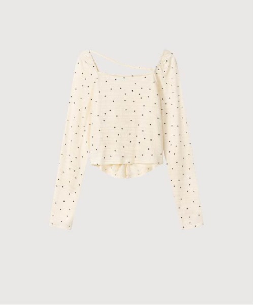 LA POMME petit(ラポミ・プチ)の「Mesh Ribbon Dots Top(Tシャツ/カットソー・レディース・ブラック/アイボリー・FREE)」の3枚目の写真