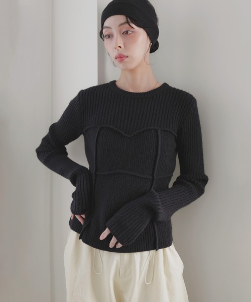 セール】ビスチェデザインリブニットトップス（ニット/セーター