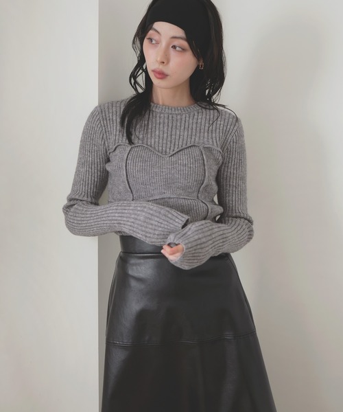 ビスチェデザインリブニットトップス（ニット/セーター）｜LIAN