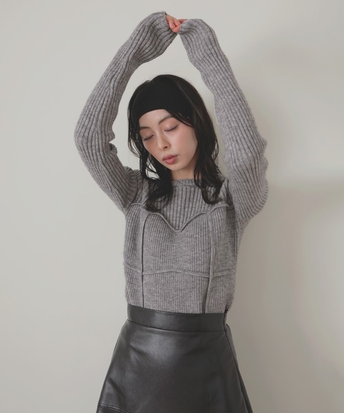 セール】ビスチェデザインリブニットトップス（ニット/セーター