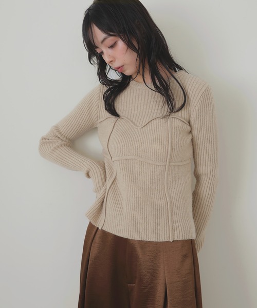 セール】ビスチェデザインリブニットトップス（ニット/セーター