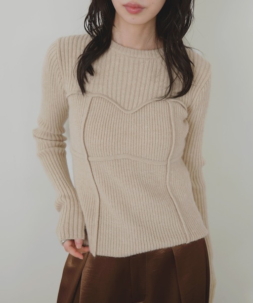 セール】ビスチェデザインリブニットトップス（ニット/セーター