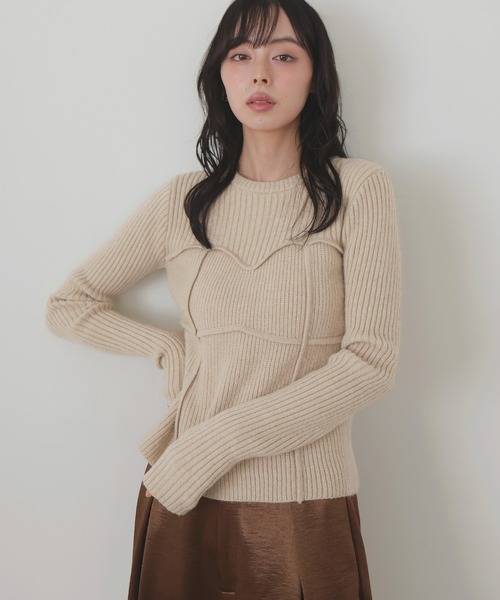セール】ビスチェデザインリブニットトップス（ニット/セーター