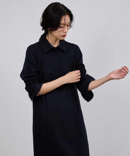 ROPE'（ロペ）の「ウールジャージーワンピース/イージーケア（ワンピース・レディース・ネイビー・FREE）」の3枚目の写真