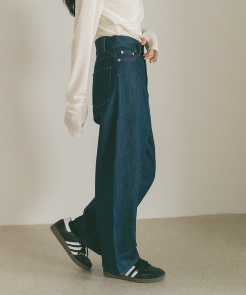 VANNIE U（ヴァニーユー）の「ハイウエストワイドデニム（デニムパンツ・レディース・ホワイト/ブラック/インディゴブルー・マルチサイズ）」の18枚目の写真