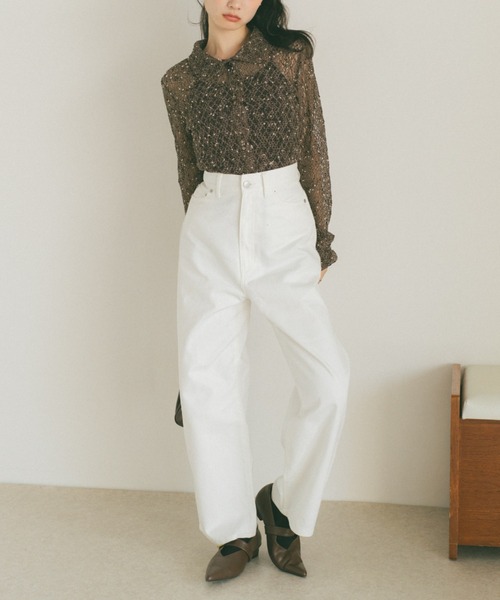 VANNIE U（ヴァニーユー）の「ハイウエストワイドデニム（デニムパンツ・レディース・ホワイト/ブラック/インディゴブルー・マルチサイズ）」の12枚目の写真