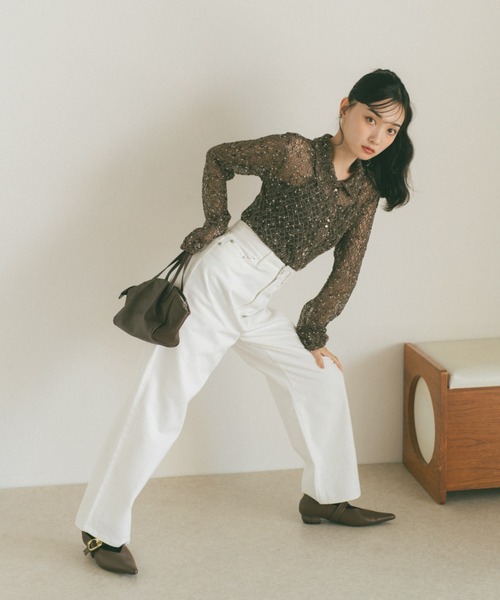 VANNIE U（ヴァニーユー）の「ハイウエストワイドデニム（デニムパンツ・レディース・ホワイト/ブラック/インディゴブルー・マルチサイズ）」の13枚目の写真