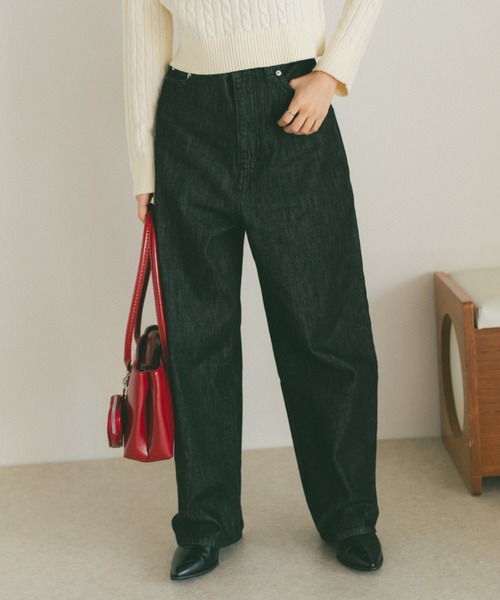 VANNIE U（ヴァニーユー）の「ハイウエストワイドデニム（デニムパンツ・レディース・ホワイト/ブラック/インディゴブルー・マルチサイズ）」の5枚目の写真