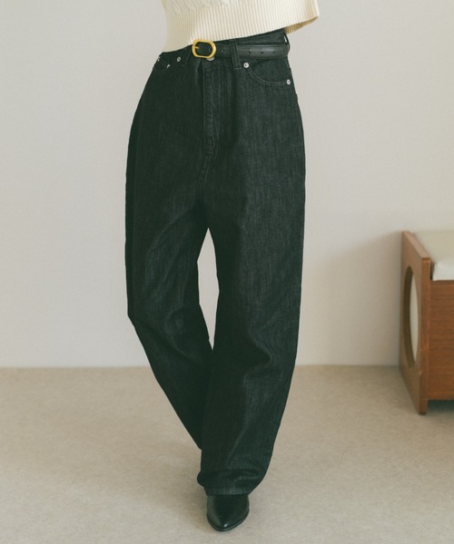 VANNIE U（ヴァニーユー）の「ハイウエストワイドデニム（デニムパンツ・レディース・ホワイト/ブラック/インディゴブルー・マルチサイズ）」の4枚目の写真