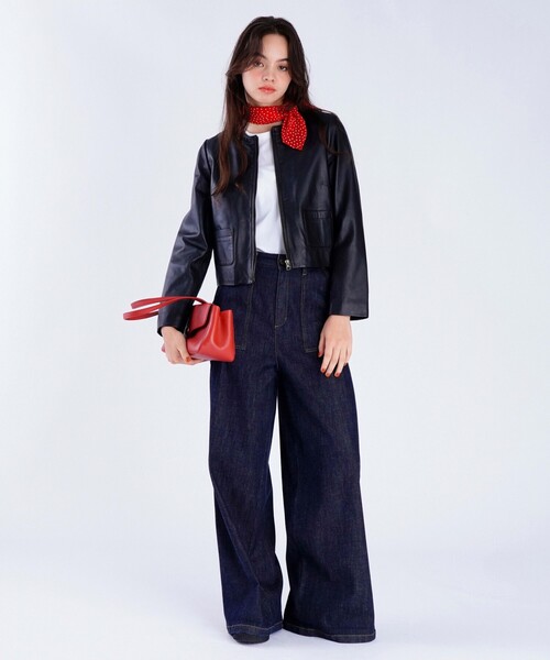 To b. by agnes b.(トゥービーバイアニエスベー)の「ミニョンジップジャケット(ノーカラージャケット・レディース・ブラック・38/40)」の5枚目の写真