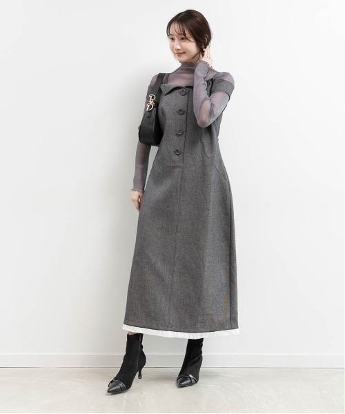 RANDA(ランダ)の「モノグラムナローベルトショートブーツ(ブーツ・レディース・グレイッシュベージュ/ブラック/アイボリー系・M/L/LL/S)」の12枚目の写真