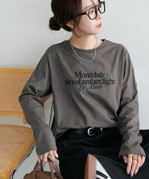 DISCOAT(ディスコート)の「シルケットロゴ刺繍ロンT(Tシャツ/カットソー・レディース・オフホワイト/チャコールグレー/ネイビー・FREE)」の3枚目の写真