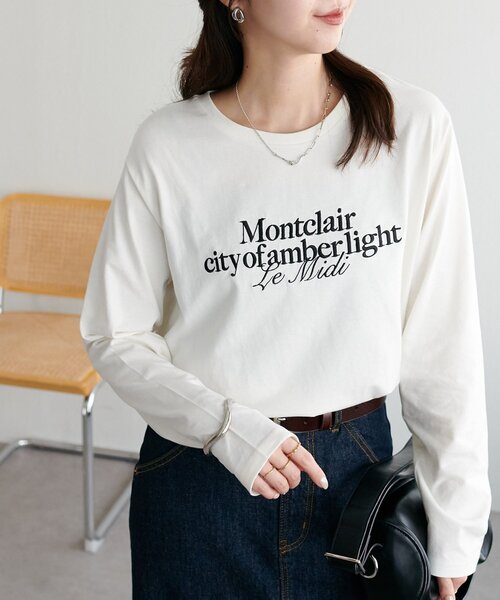 DISCOAT(ディスコート)の「シルケットロゴ刺繍ロンT(Tシャツ/カットソー・レディース・オフホワイト/チャコールグレー/ネイビー・FREE)」の4枚目の写真