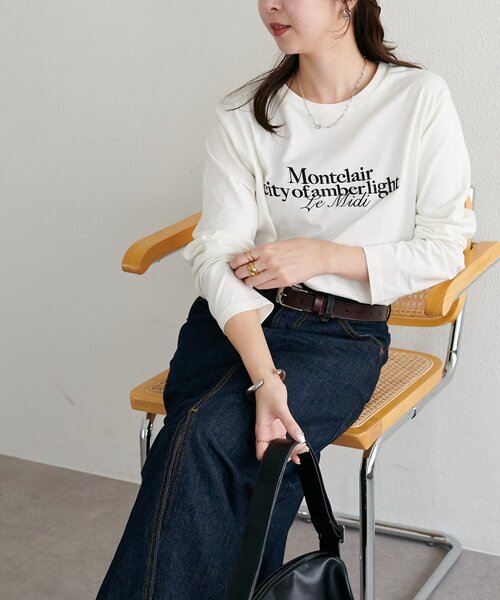 DISCOAT(ディスコート)の「シルケットロゴ刺繍ロンT(Tシャツ/カットソー・レディース・オフホワイト/チャコールグレー/ネイビー・FREE)」の7枚目の写真