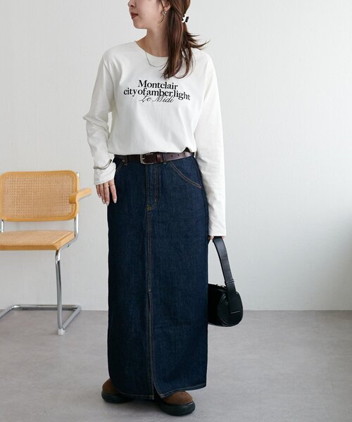 DISCOAT(ディスコート)の「シルケットロゴ刺繍ロンT(Tシャツ/カットソー・レディース・オフホワイト/チャコールグレー/ネイビー・FREE)」の8枚目の写真