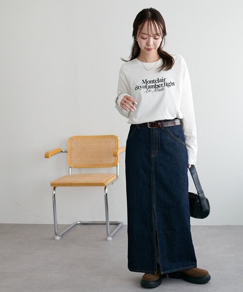 DISCOAT(ディスコート)の「シルケットロゴ刺繍ロンT(Tシャツ/カットソー・レディース・オフホワイト/チャコールグレー/ネイビー・FREE)」の9枚目の写真