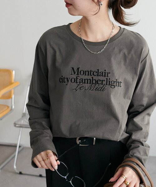 DISCOAT(ディスコート)の「シルケットロゴ刺繍ロンT(Tシャツ/カットソー・レディース・オフホワイト/チャコールグレー/ネイビー・FREE)」の15枚目の写真