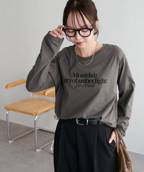 DISCOAT(ディスコート)の「シルケットロゴ刺繍ロンT(Tシャツ/カットソー・レディース・オフホワイト/チャコールグレー/ネイビー・FREE)」の19枚目の写真