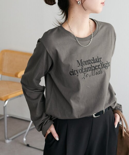 DISCOAT(ディスコート)の「シルケットロゴ刺繍ロンT(Tシャツ/カットソー・レディース・オフホワイト/チャコールグレー/ネイビー・FREE)」の20枚目の写真