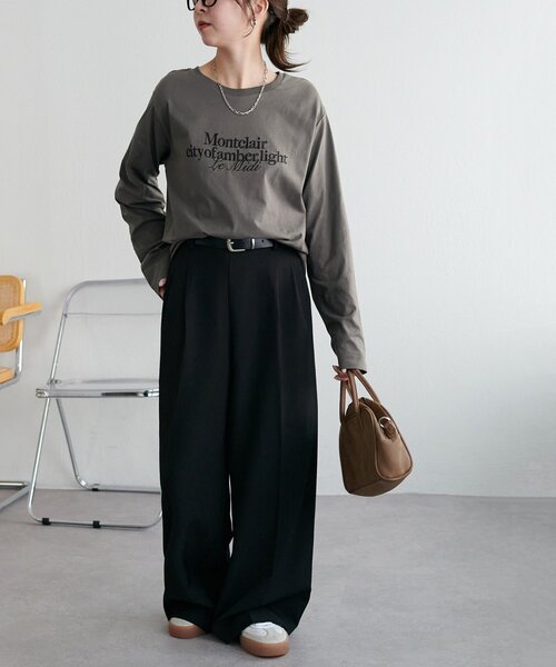 DISCOAT(ディスコート)の「シルケットロゴ刺繍ロンT(Tシャツ/カットソー・レディース・オフホワイト/チャコールグレー/ネイビー・FREE)」の22枚目の写真