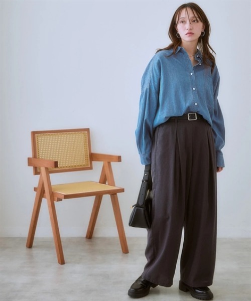 nissen（ニッセン）の「綿１００％デニムワイドシャツ（シャツ/ブラウス・レディース・ブルー/ネイビー・S～Ｍ/L～LL）」の13枚目の写真