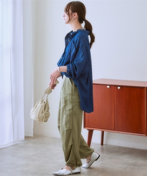 nissen（ニッセン）の「綿１００％デニムワイドシャツ（シャツ/ブラウス・レディース・ブルー/ネイビー・S～Ｍ/L～LL）」の12枚目の写真